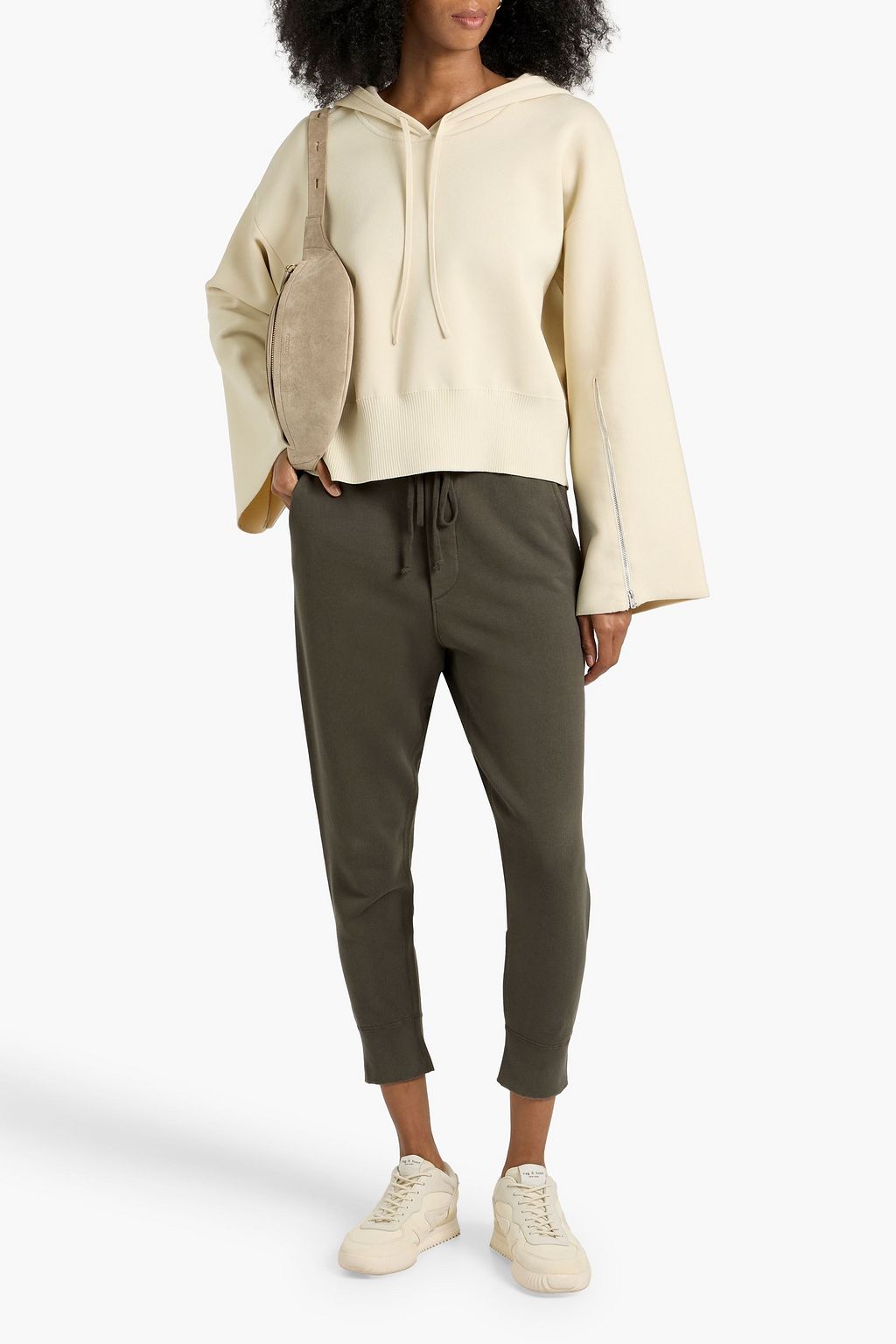 NILI LOTAN Nolan cropped French cotton-terry track pants