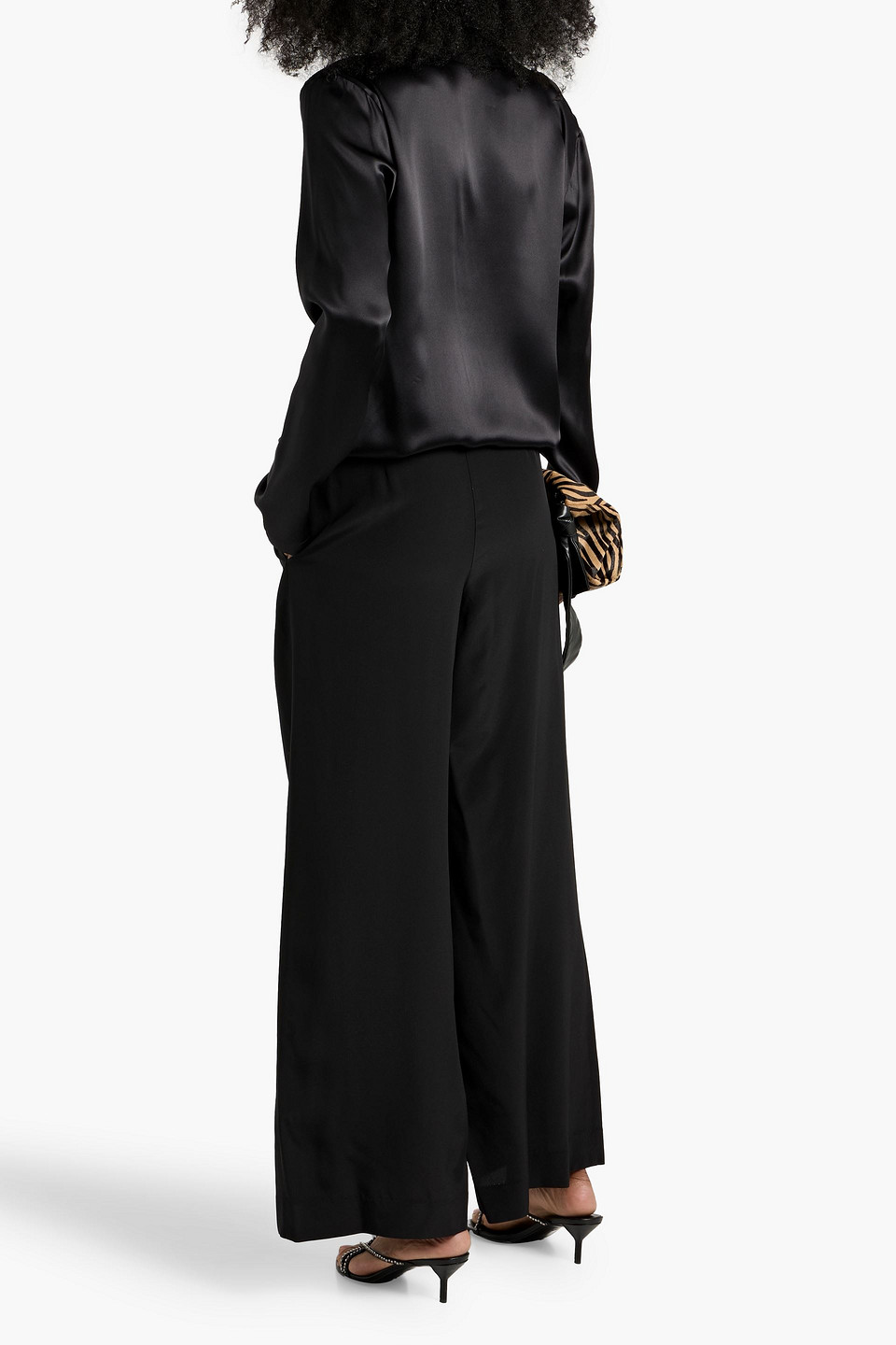 Nili Lotan Adriel Silk-crepe Wide-leg Pants In Black