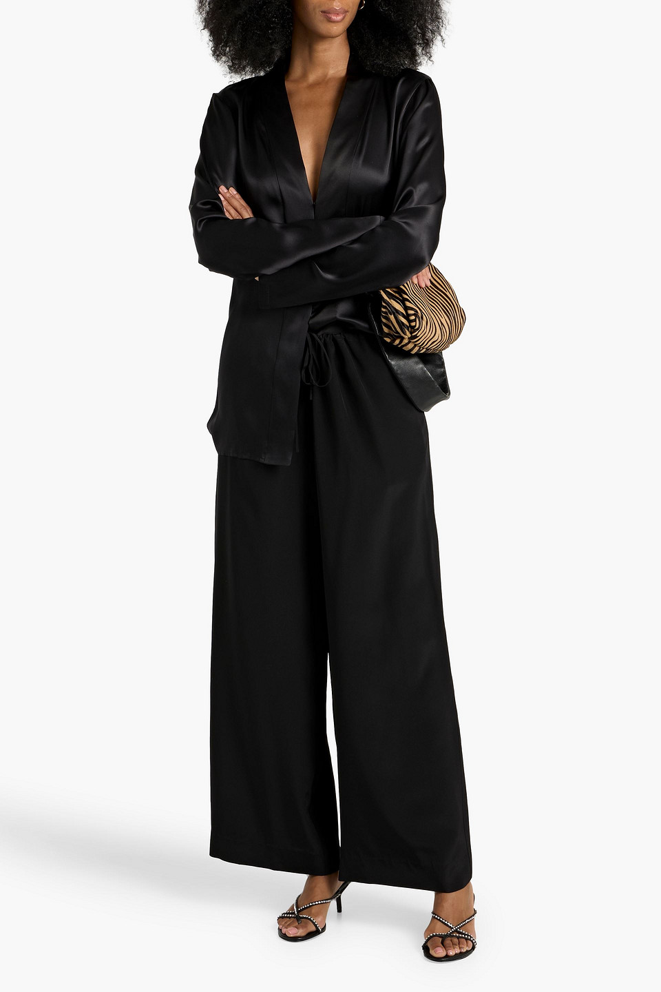 Nili Lotan Adriel Silk-crepe Wide-leg Pants In Black
