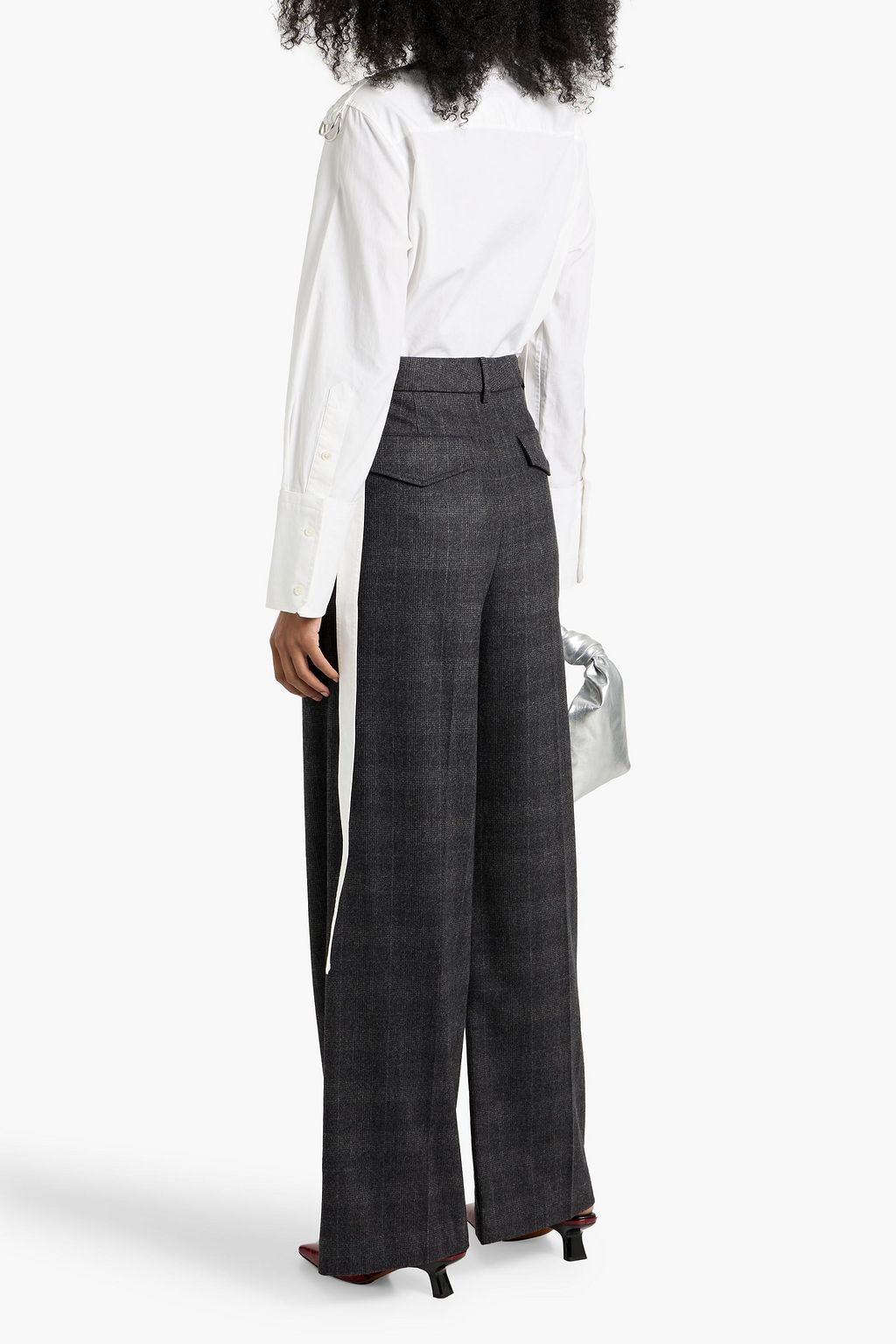 NILI LOTAN Johan checked wool-blend wide-leg pants