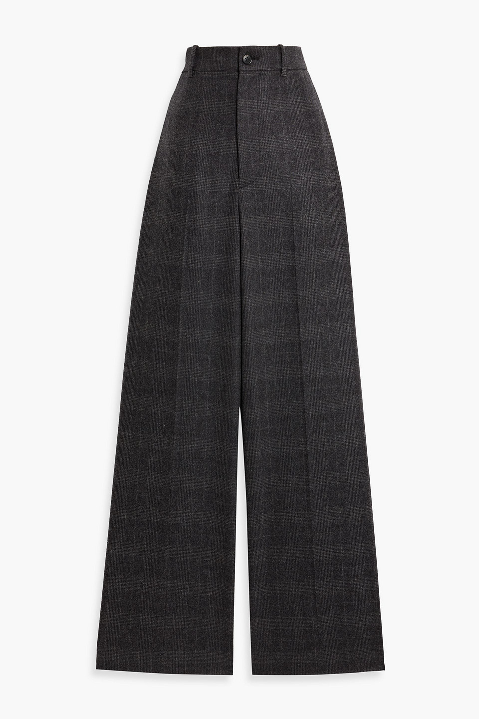 Nili Lotan Johan Checked Wool-blend Wide-leg Pants In Gray