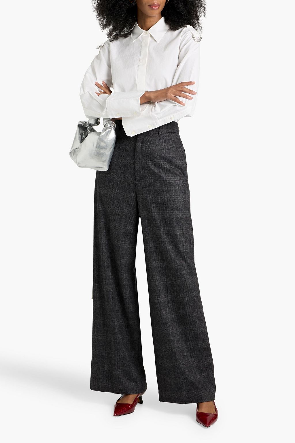 NILI LOTAN Johan checked wool-blend wide-leg pants