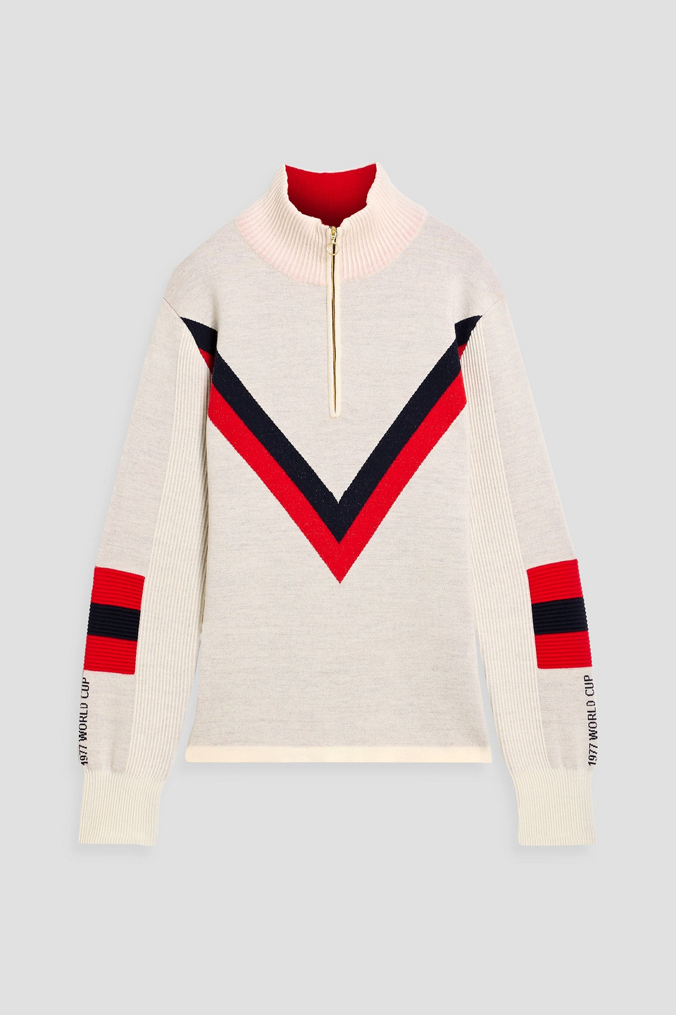 We Norwegians Hafjell Striped Merino Wool Half-zip Sweater In Multi