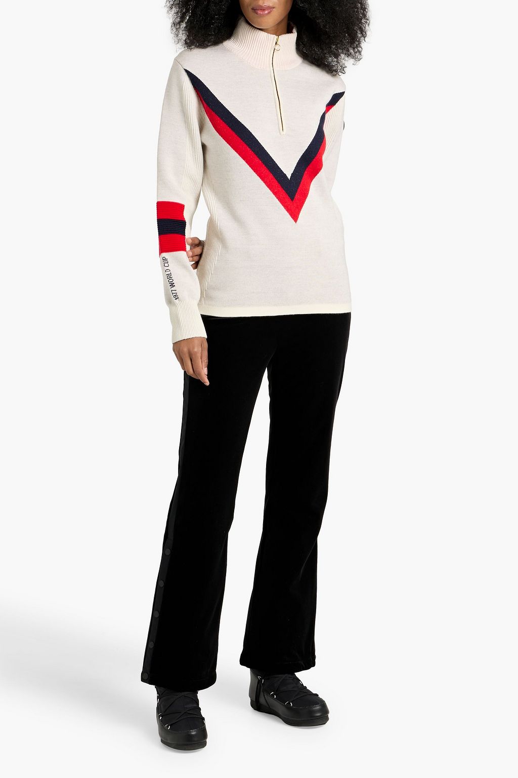 WE NORWEGIANS Hafjell striped merino wool half-zip sweater