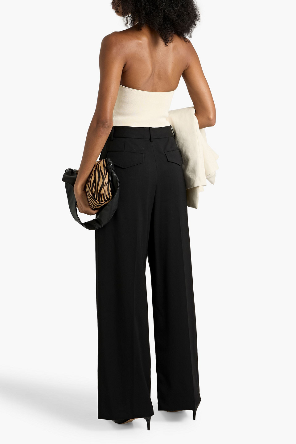Nili Lotan Johan Wool-blend Twill Wide-leg Pants In Black