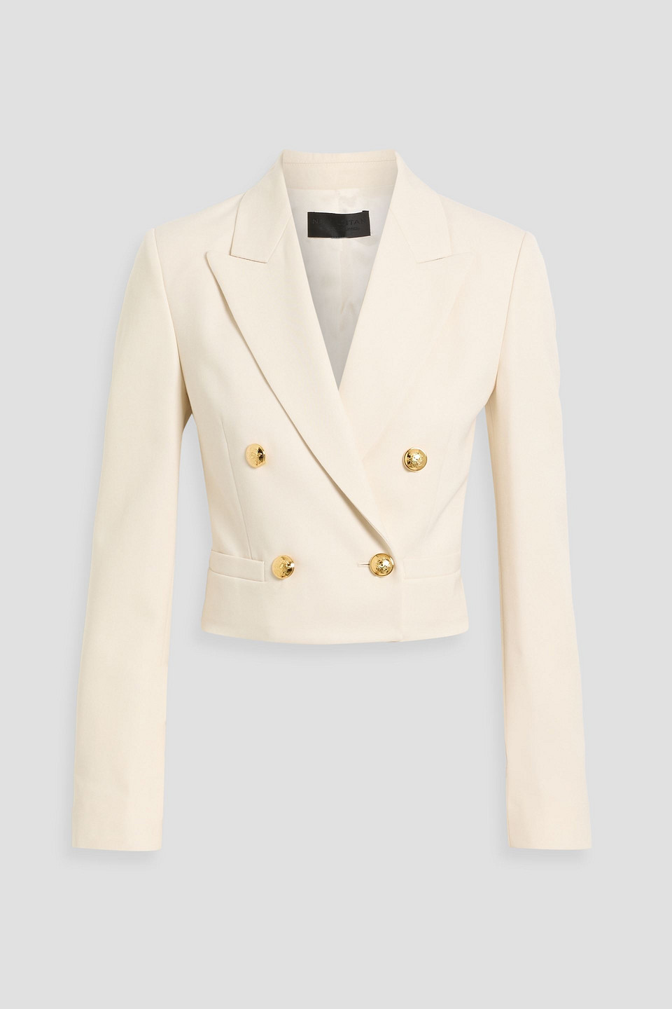 Nili Lotan Beauregard Cropped Double-breasted Wool-twill Blazer In Neutral