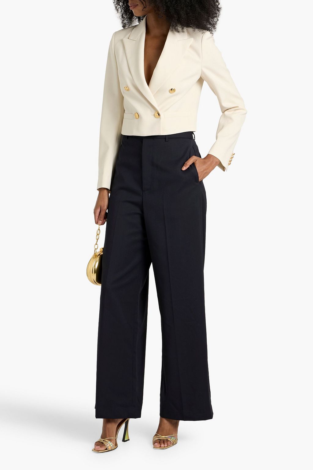 NILI LOTAN Beauregard cropped double-breasted wool-twill blazer