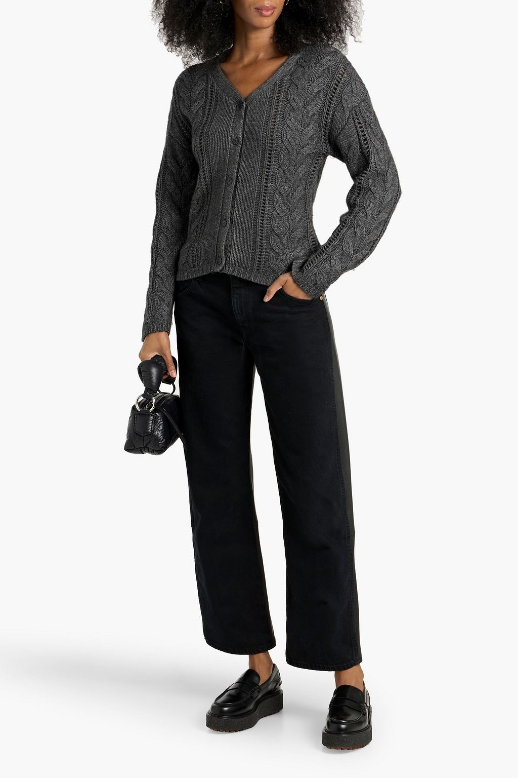 NAADAM Cable-knit wool and cashmere-blend cardigan