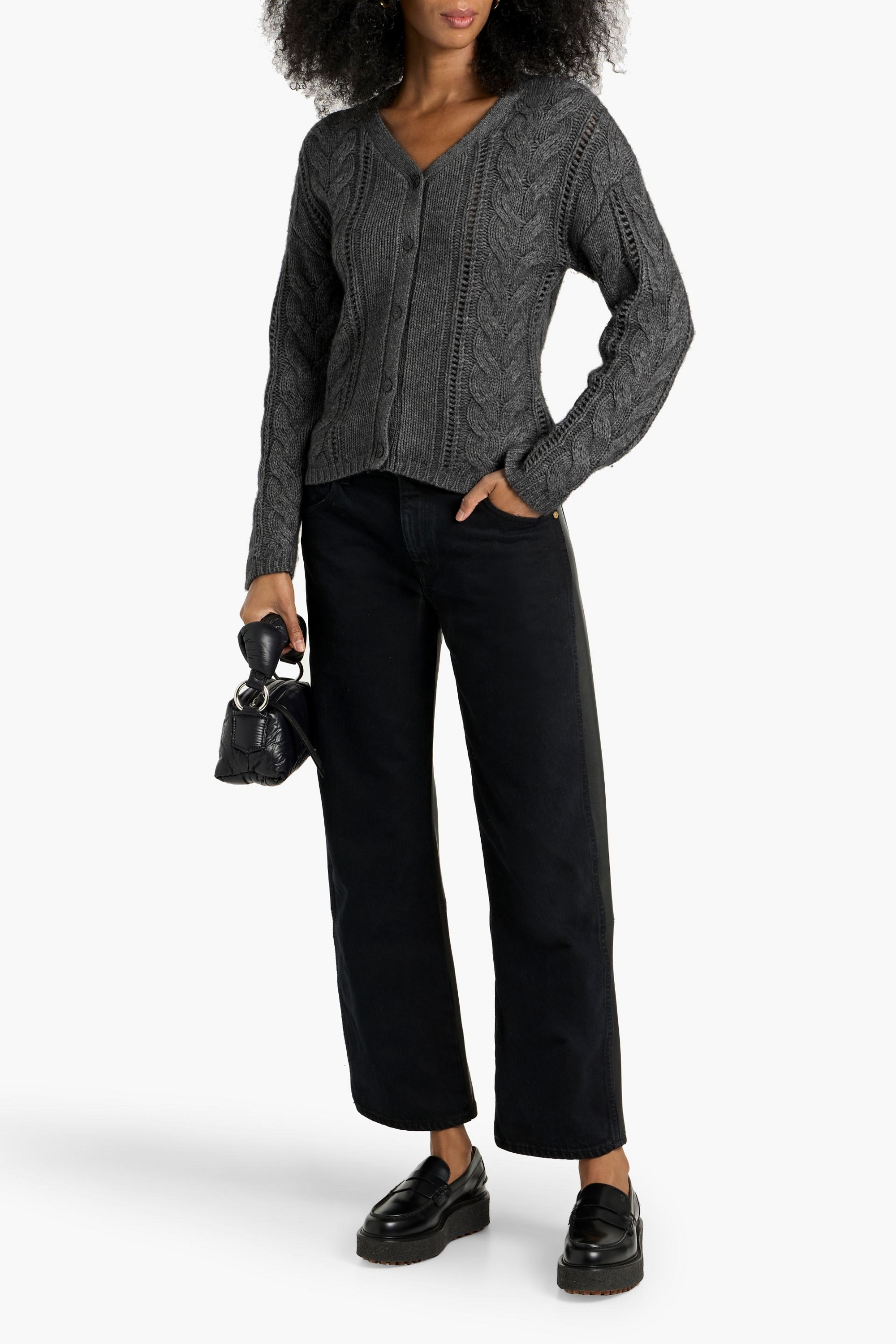 Naadam Cable-knit wool and cashmere-blend cardigan