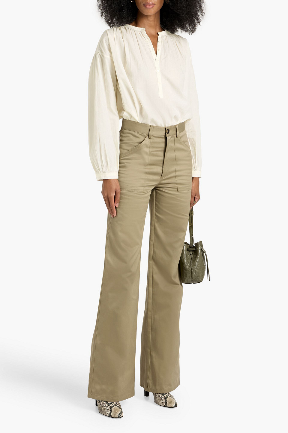 Nili Lotan Neville Cotton-jacquard Blouse In White