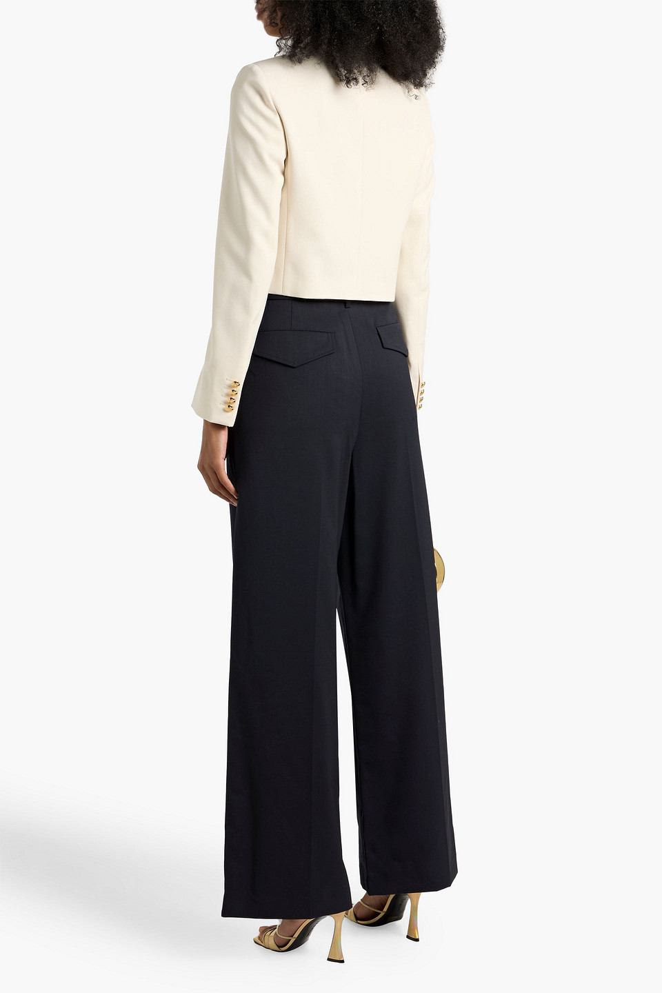 Nili Lotan Johan Wool-blend Twill Wide-leg Pants In Black