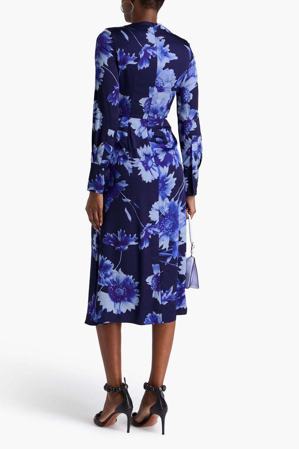ERDEM Draped floral-print satin midi dress