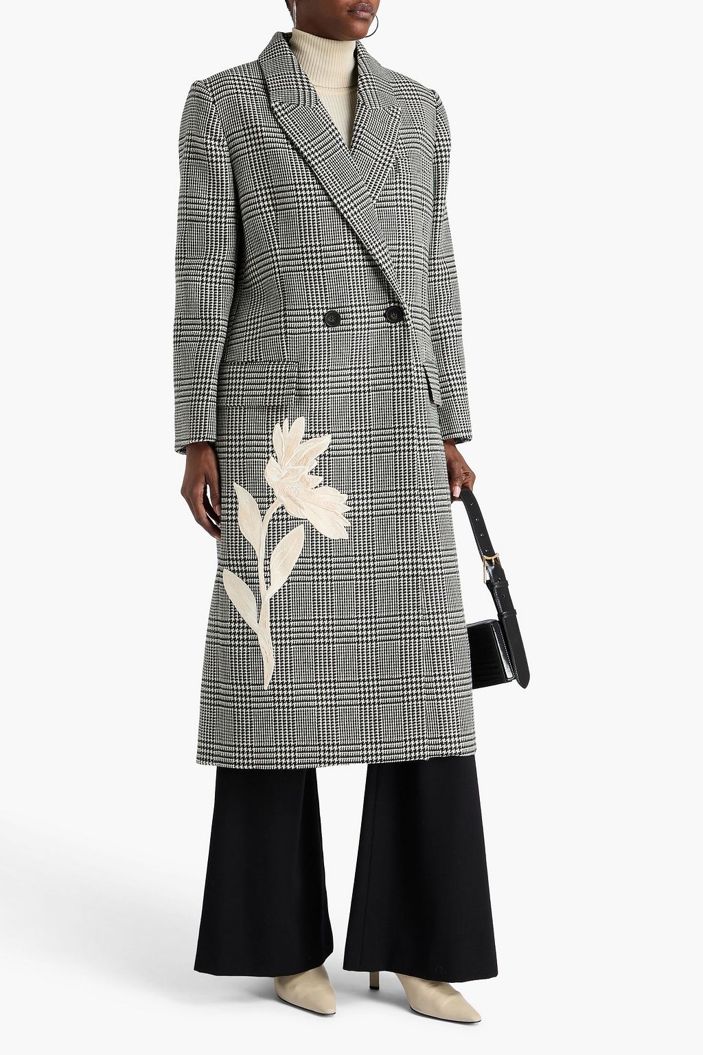 ERDEM Embroidered Prince of Wales checked wool-tweed coat