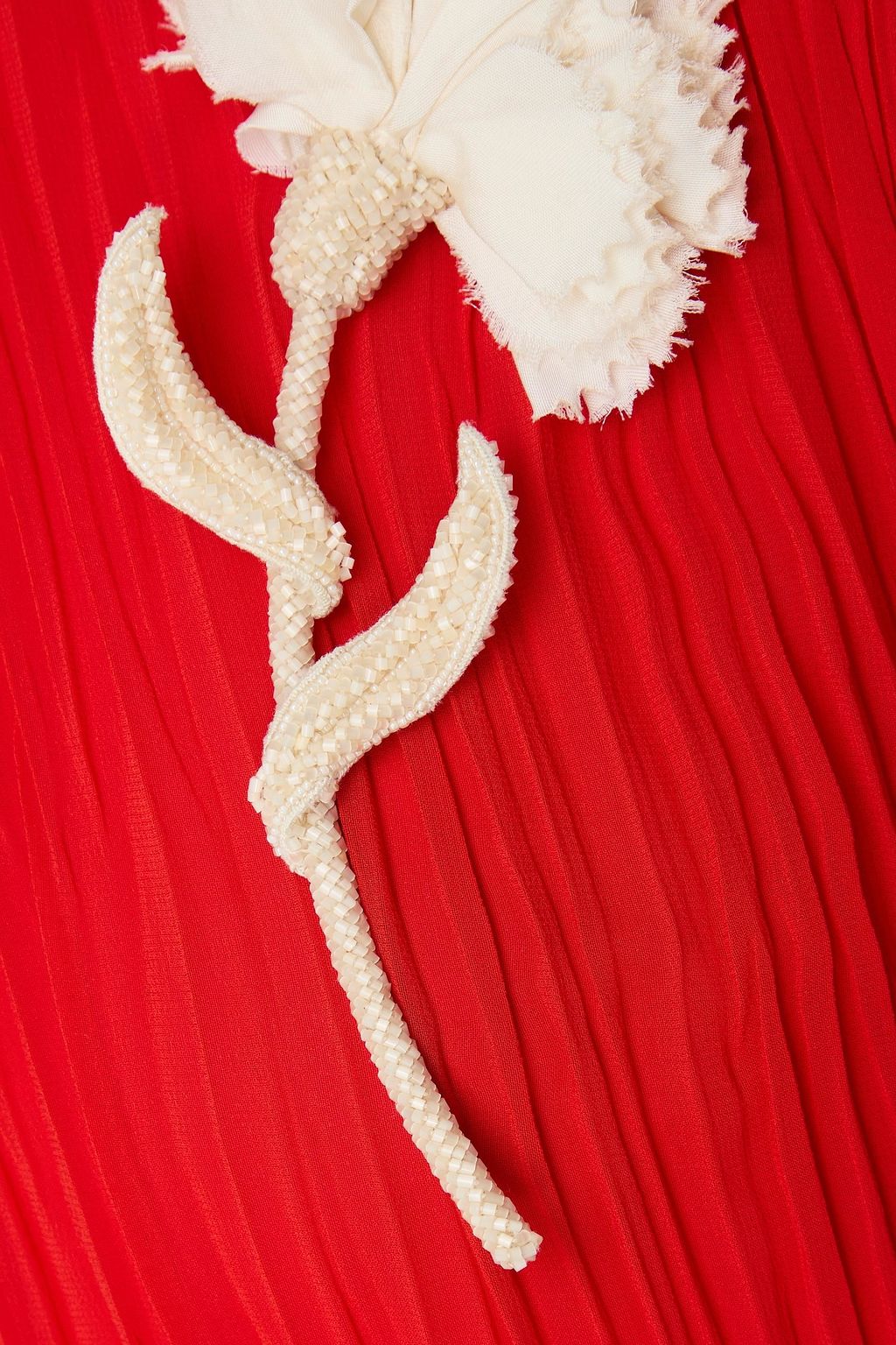 ERDEM Embellished plissé-georgette midi dress