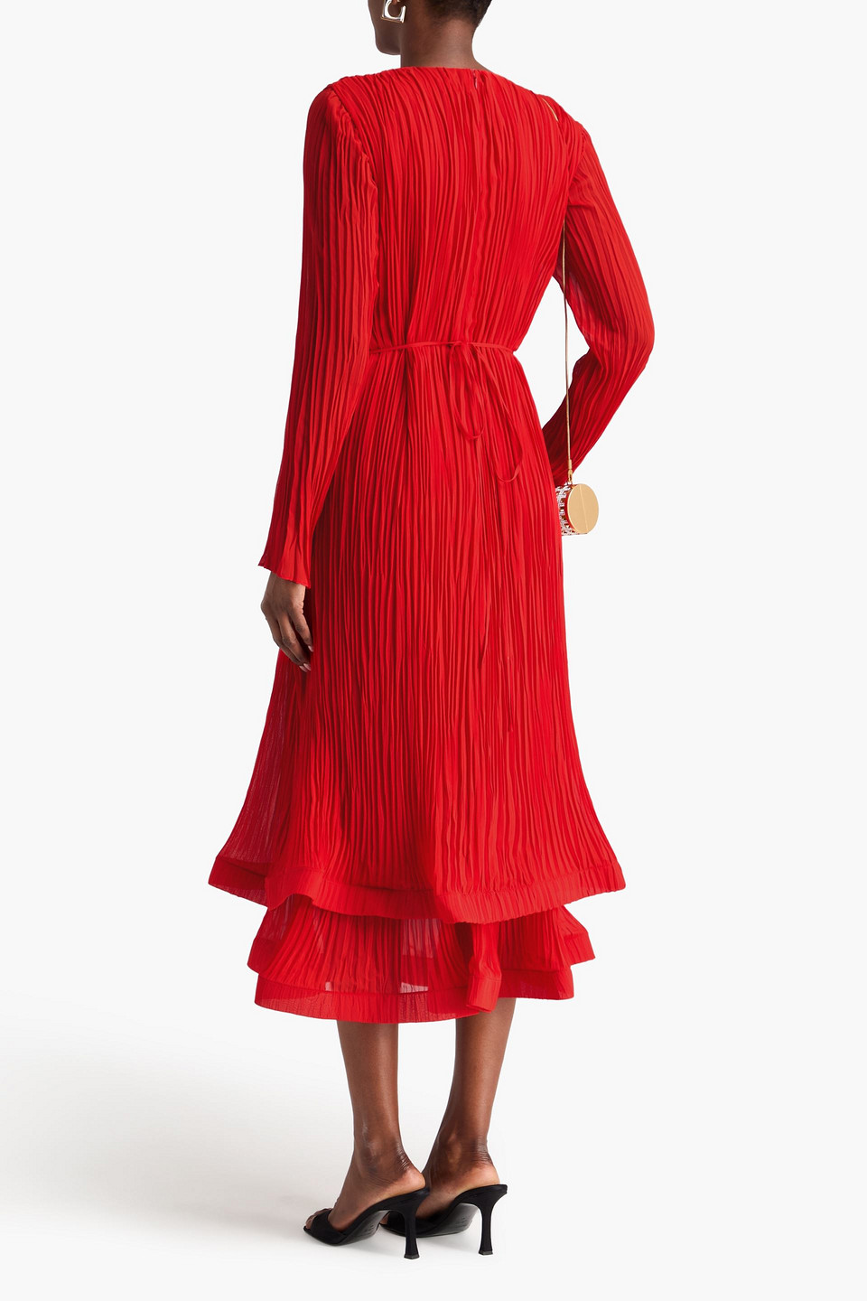 Erdem Embellished Plissã©-georgette Midi Dress In Red