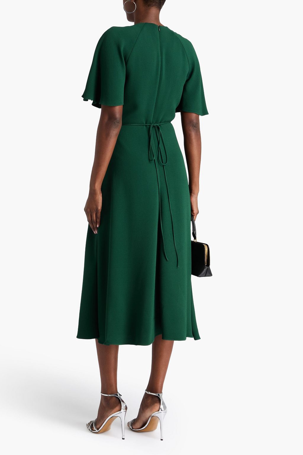 ERDEM Embellished pleated crepe midi dress