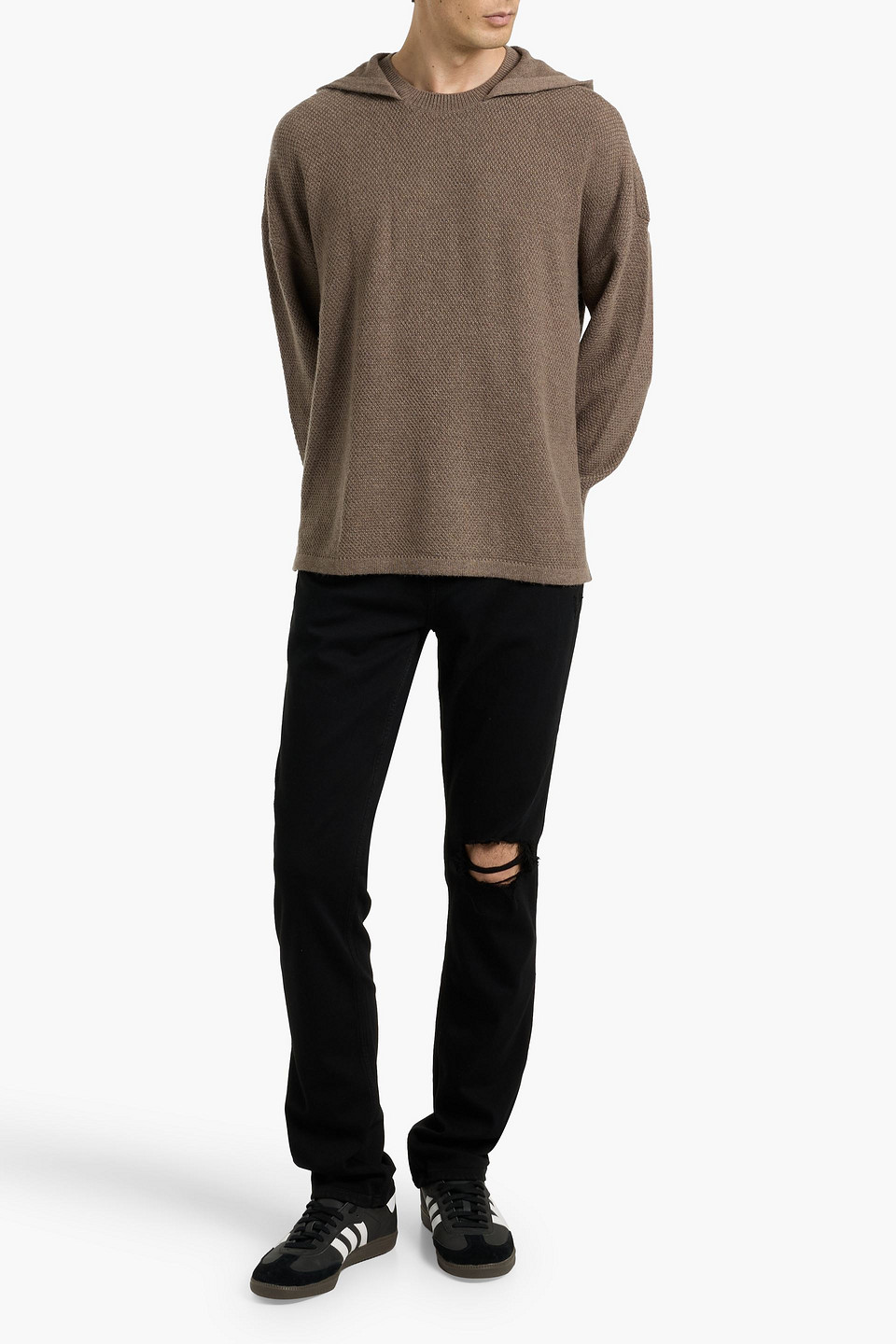 Paige Hill Merino Wool And Cashmere-blend Hoodie In Brown