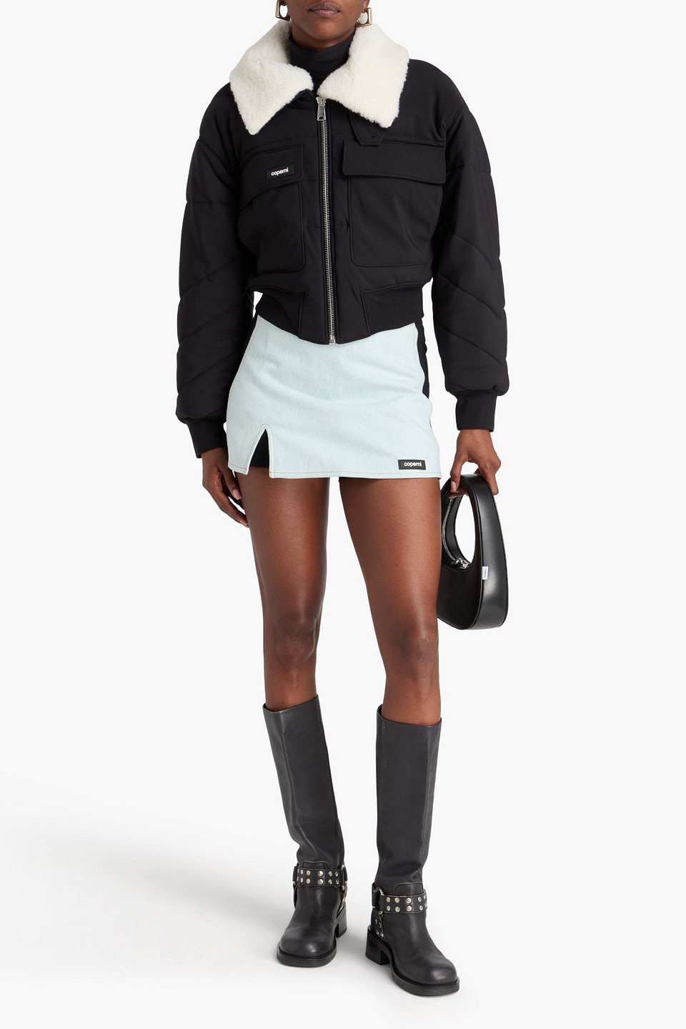  Coperni - Teddy Fleece-trimmed Quilted Stretch-shell Bomber Jacket - Black - M 
