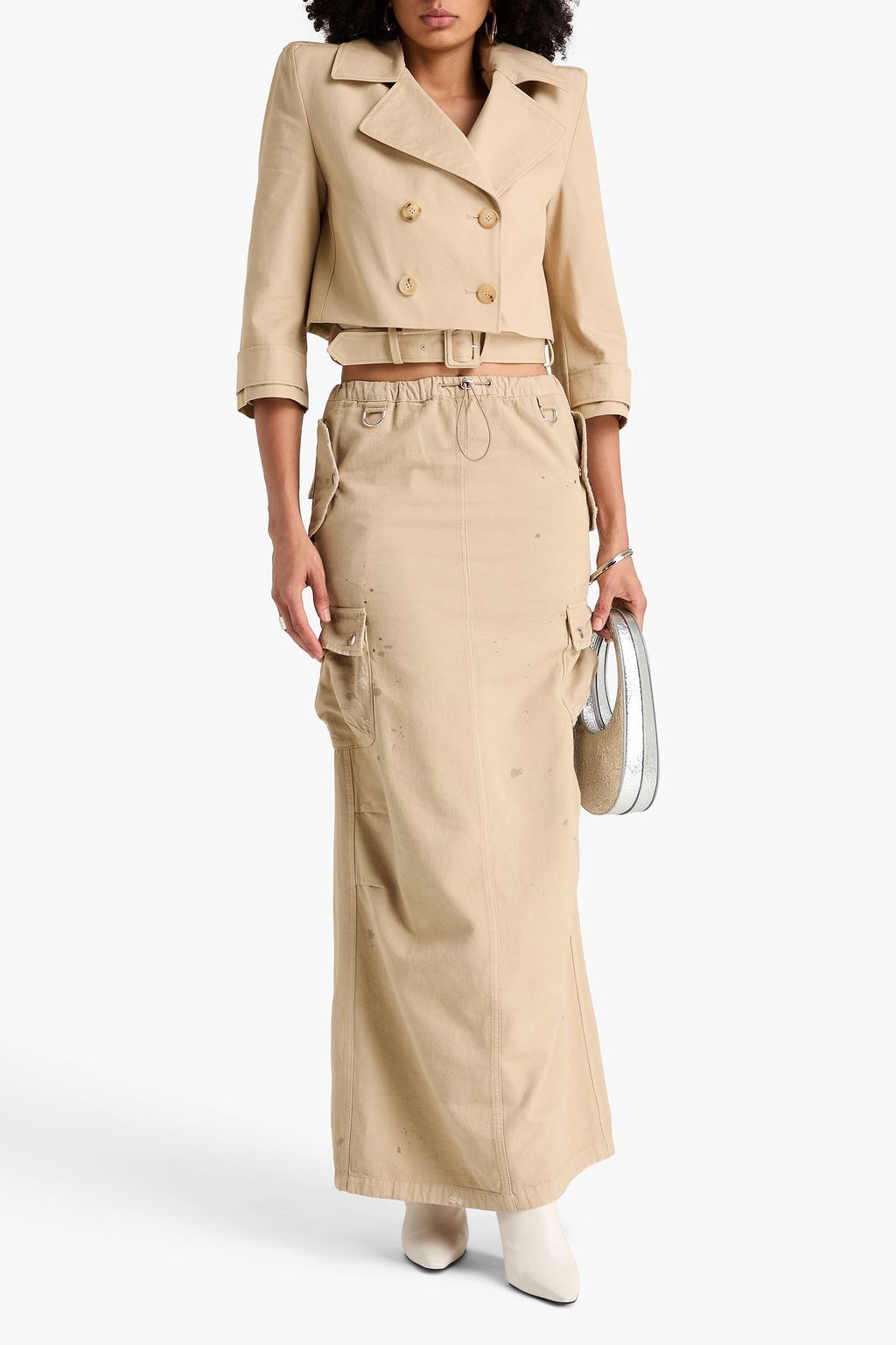 COPERNI Distressed cotton-canvas maxi skirt