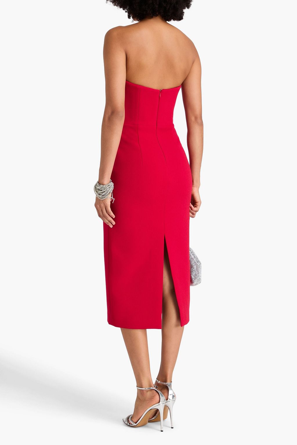 REBECCA VALLANCE Akari strapless crystal-embellised crepe midi dress