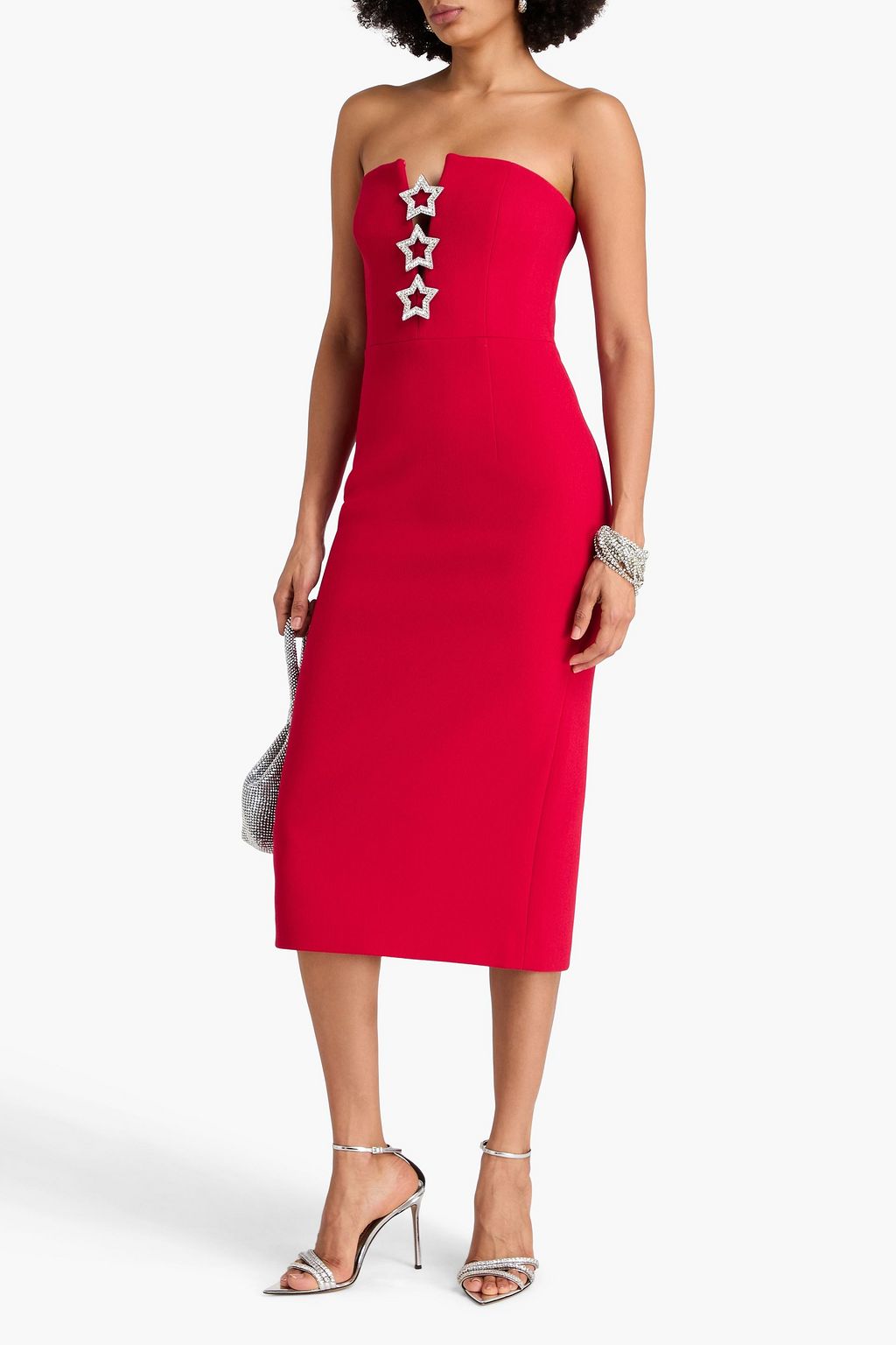 REBECCA VALLANCE Akari strapless crystal-embellised crepe midi dress