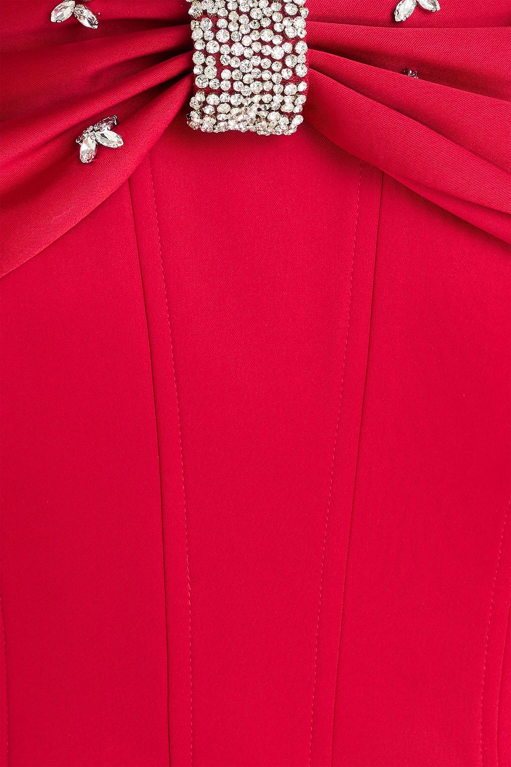 REBECCA VALLANCE Carmella off-the-shoulder crystal-embellished satin-twill mini dress
