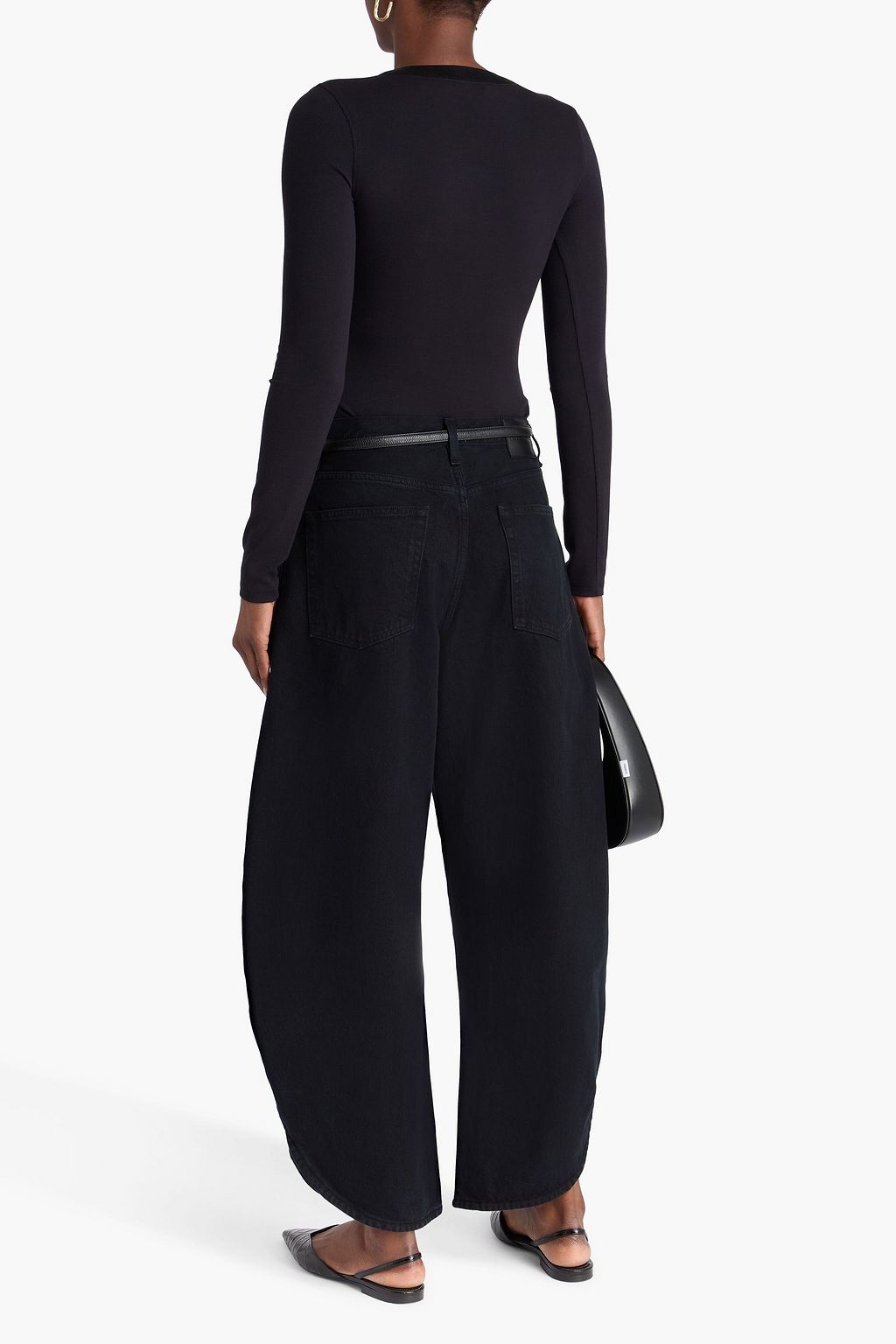 FRAME Satin-trimmed ribbed modal-blend jersey top