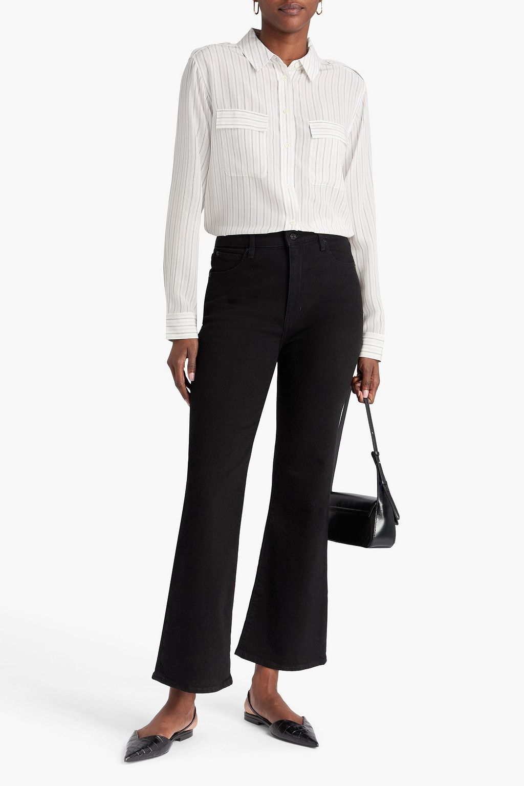 FRAME Striped silk crepe de chine shirt