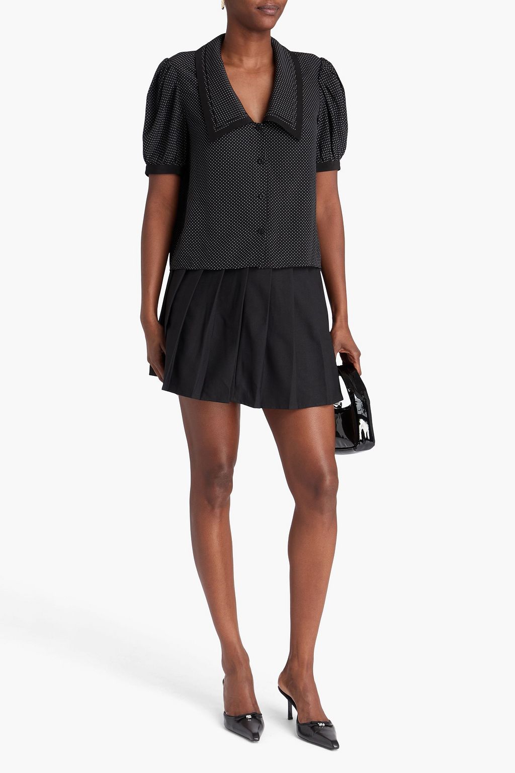 FRAME Polka-dot silk crepe de chine blouse