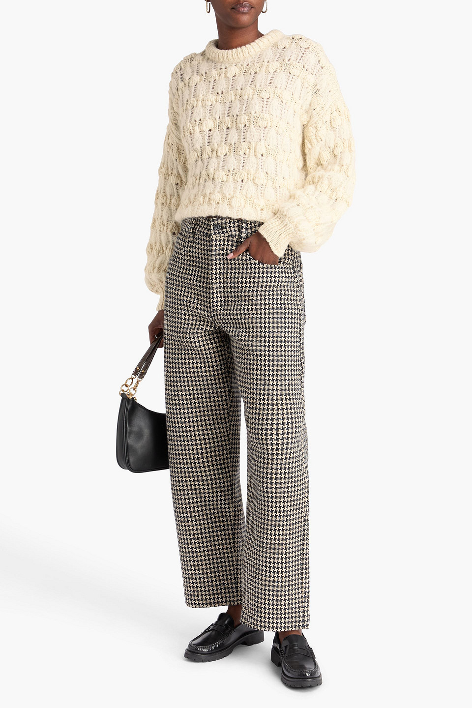 Frame Denim Popcorn Stripe Alpaca-blend Sweater In White