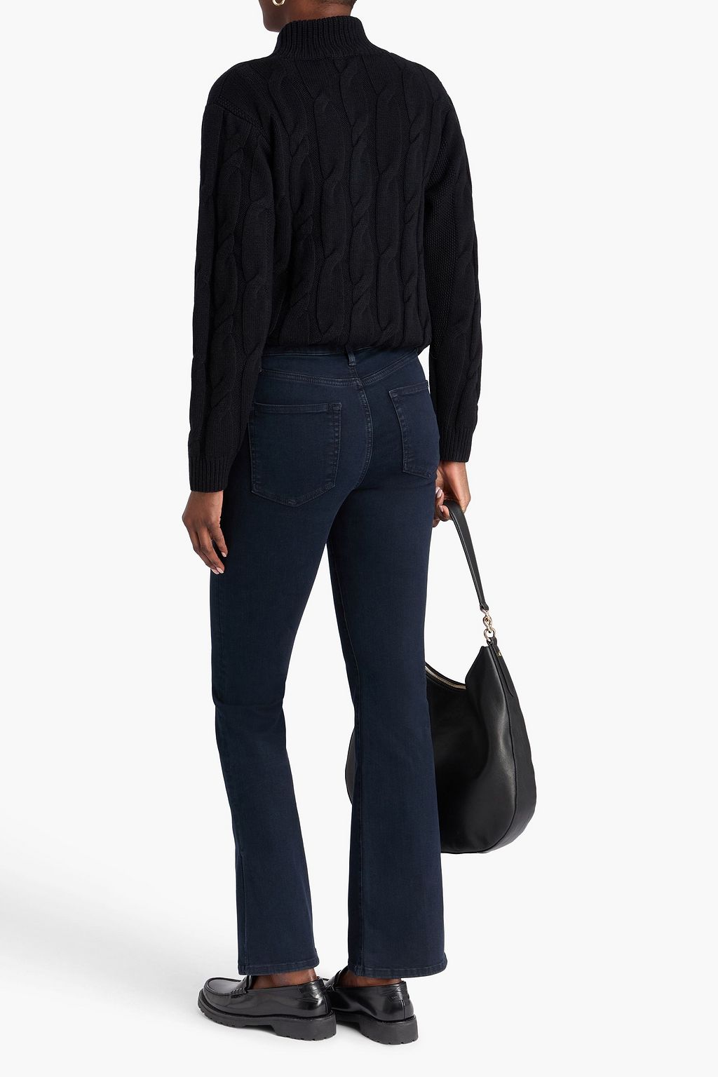 FRAME Waffle and cable-knit wool and cashmere-blend turtleneck sweater
