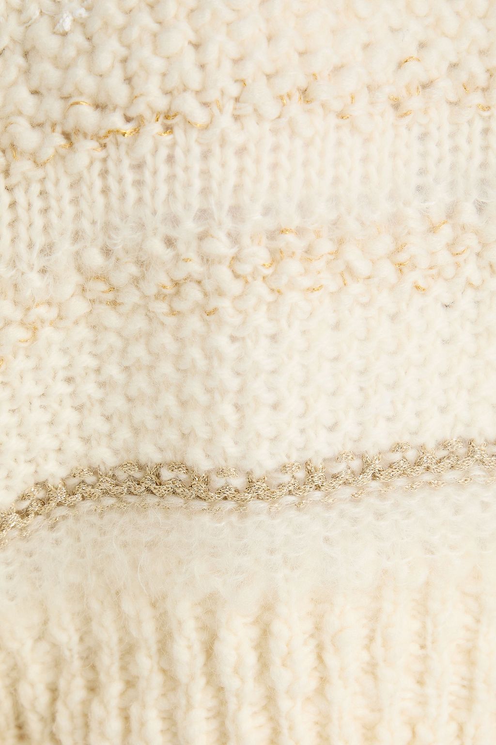 FRAME Cropped metallic striped wool-blend sweater