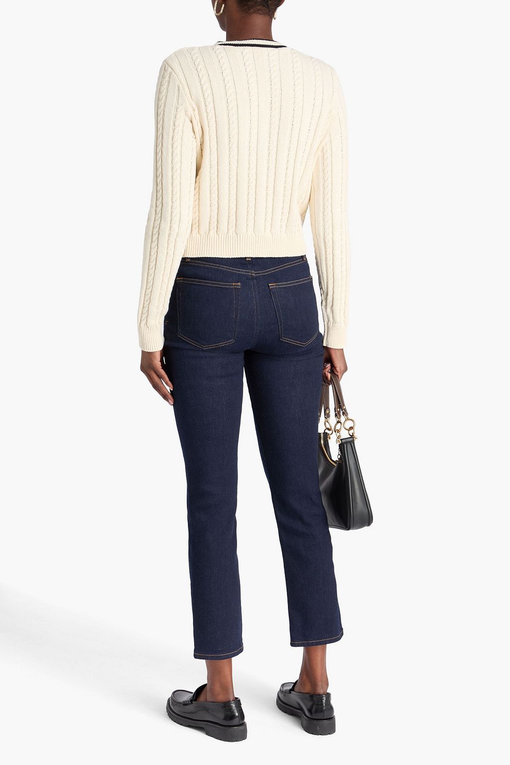 FRAME Cable-knit cotton-blend cardigan