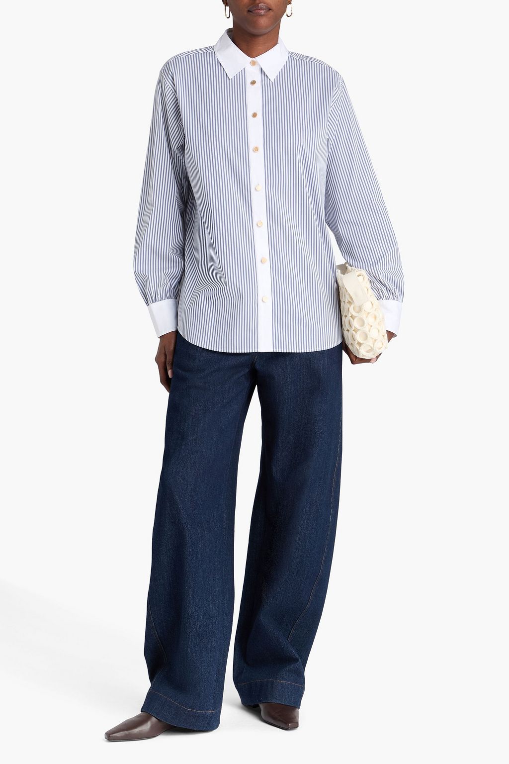 FRAME Striped cotton-blend chambray shirt