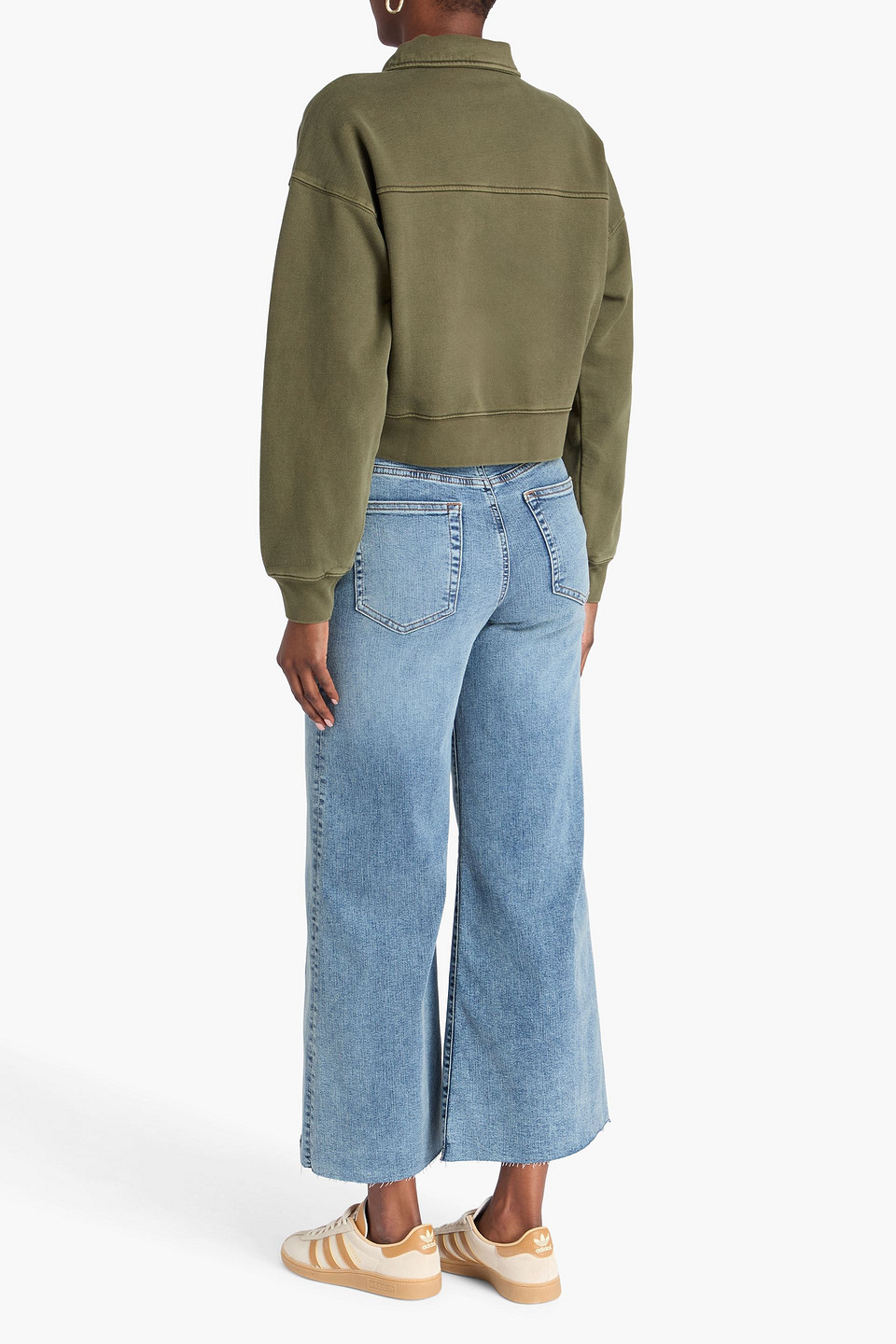 Frame Cotton-blend Fleece Sweatshirt In Green