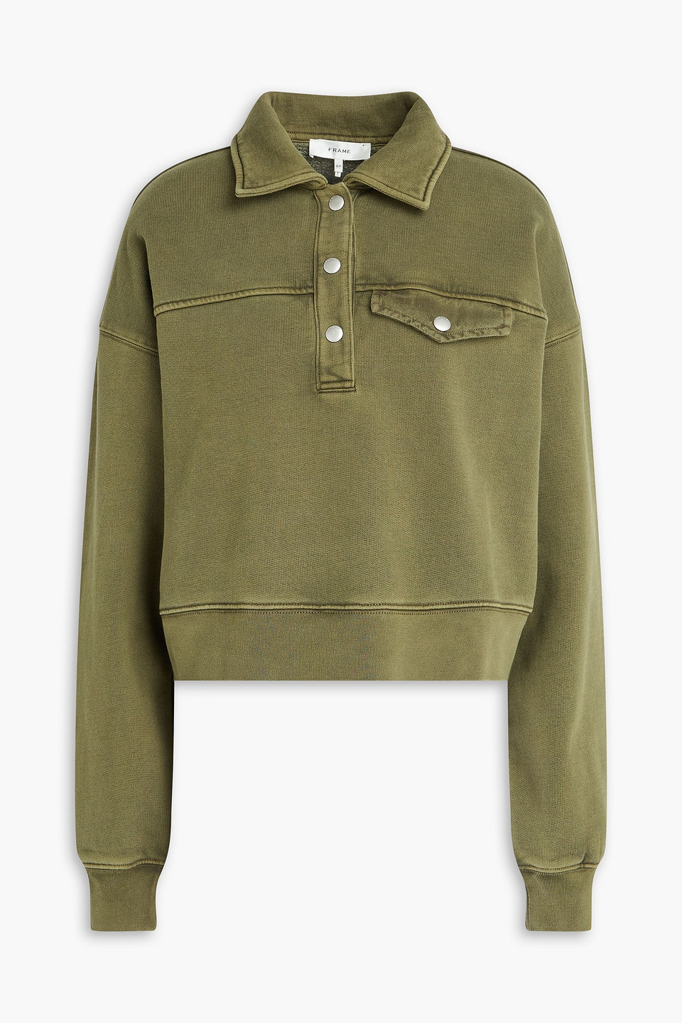 Frame Cotton-blend Fleece Sweatshirt In Green