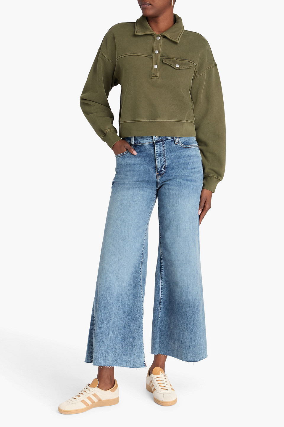 Frame Cotton-blend Fleece Sweatshirt In Green