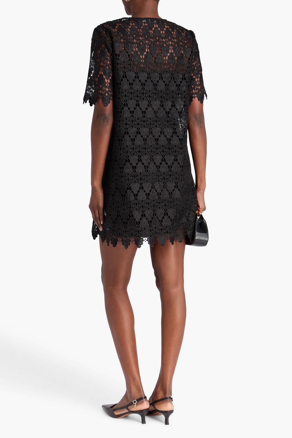 FRAME Metallic guipure lace mini dress
