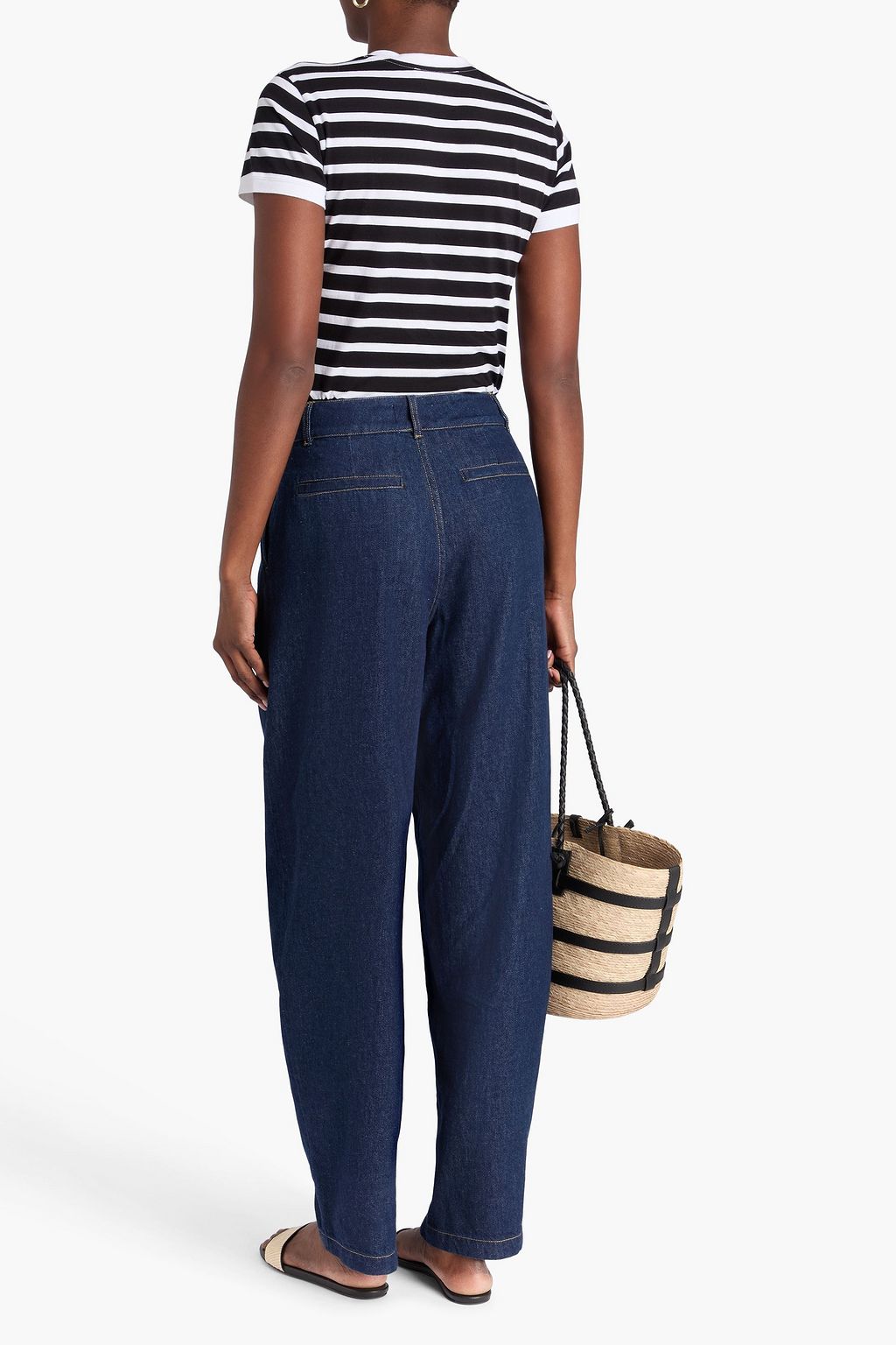 FRAME High-rise barrel-leg jeans