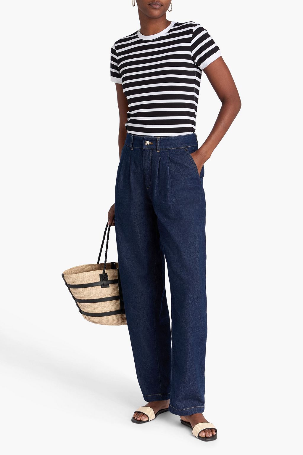 FRAME High-rise barrel-leg jeans