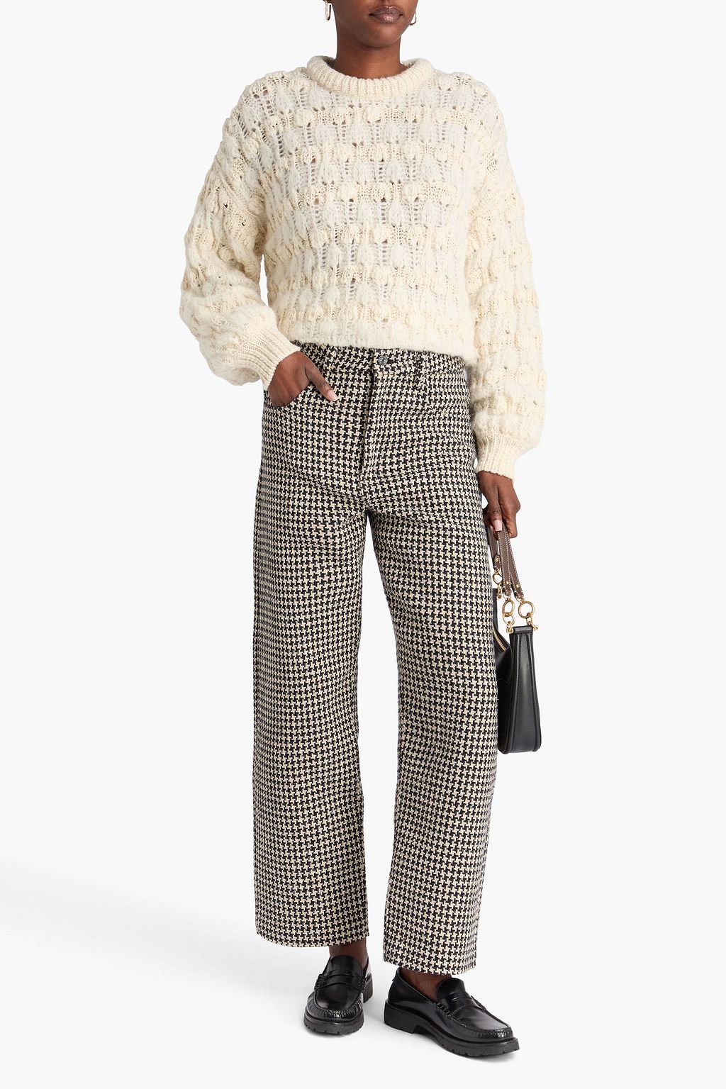 FRAME Houndstooth tweed tapered pants
