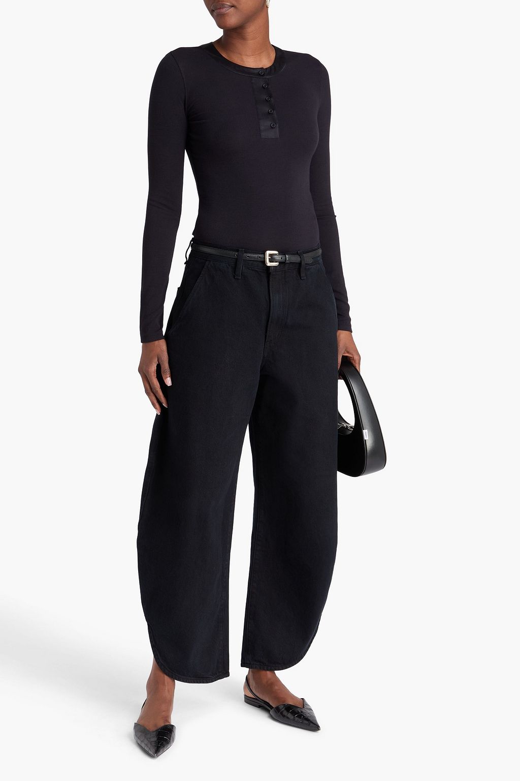 FRAME Boomerang high-rise barrel-leg jeans