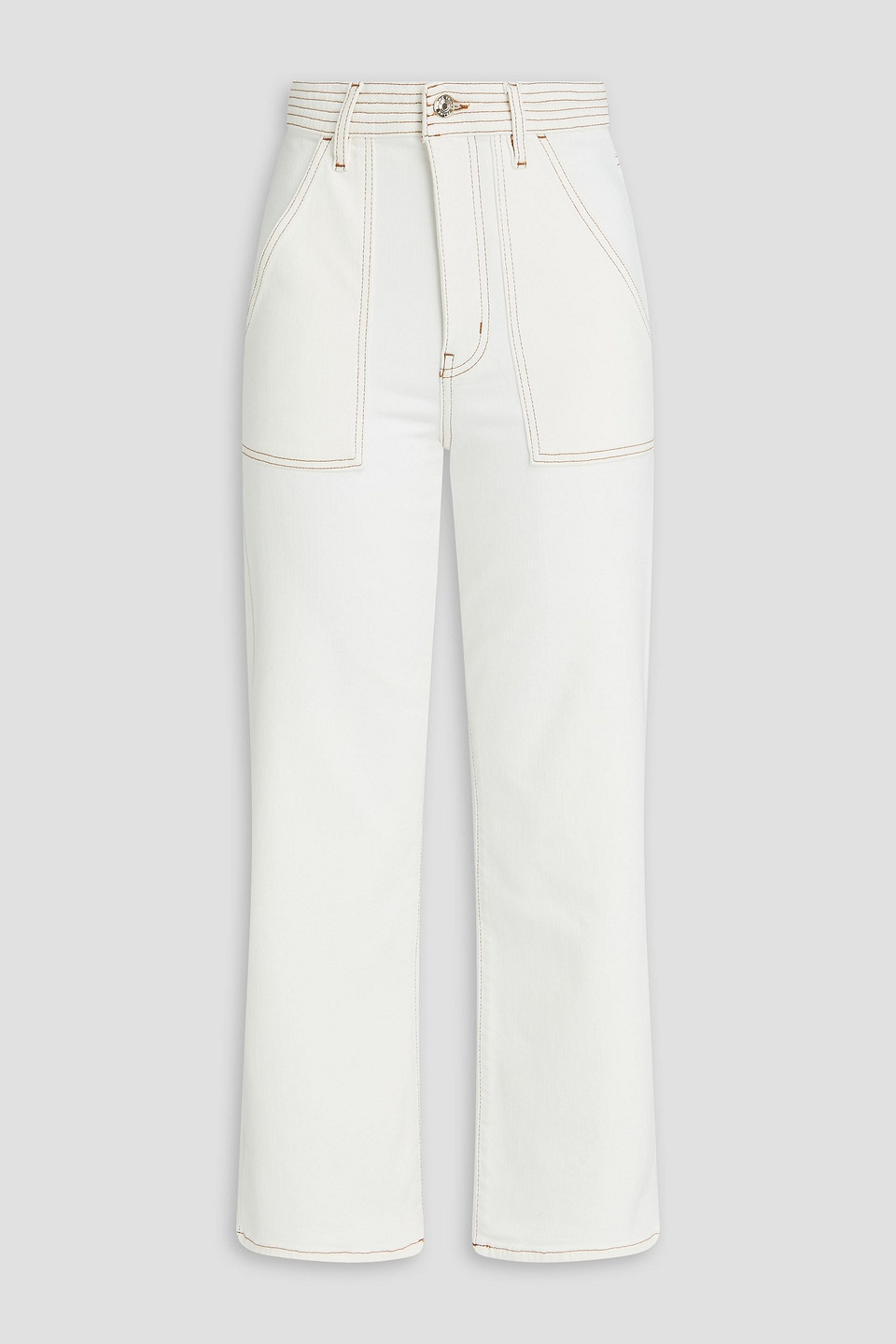 Frame Denim Trousers With Contrast Stitching In White