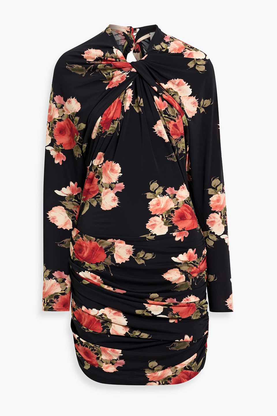 Magda Butrym Cutout Floral-print Stretch-jersey Mini Dress In Black