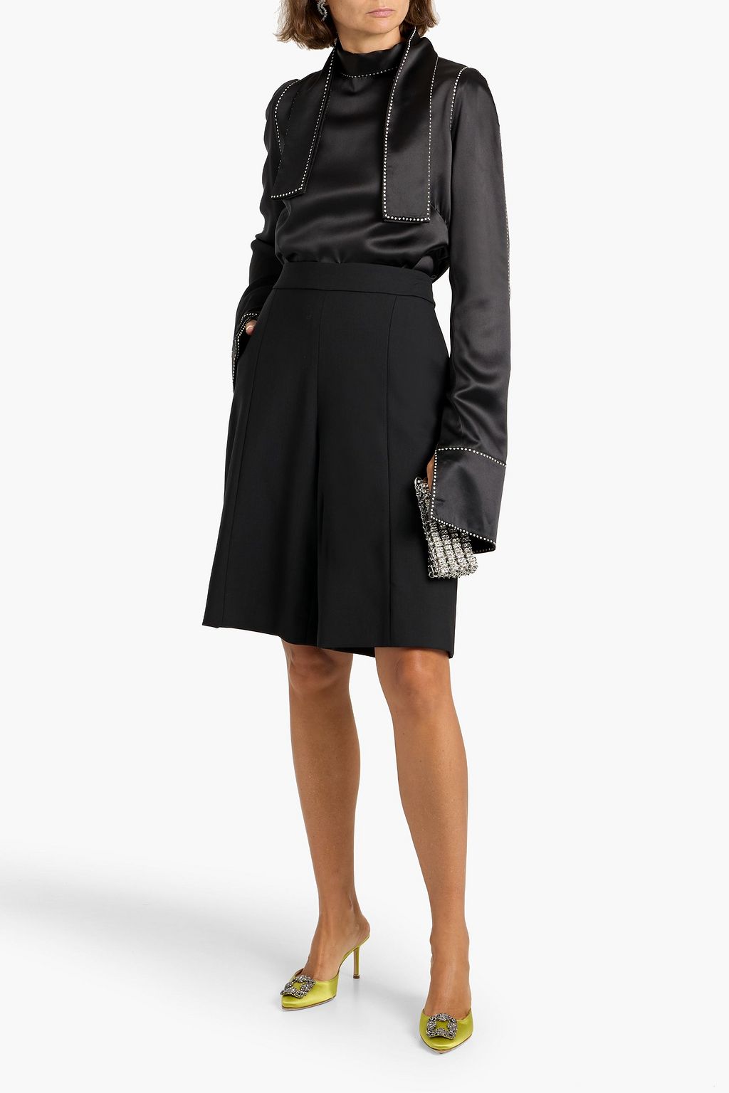 CAROLINA HERRERA Grain de poudre wool shorts