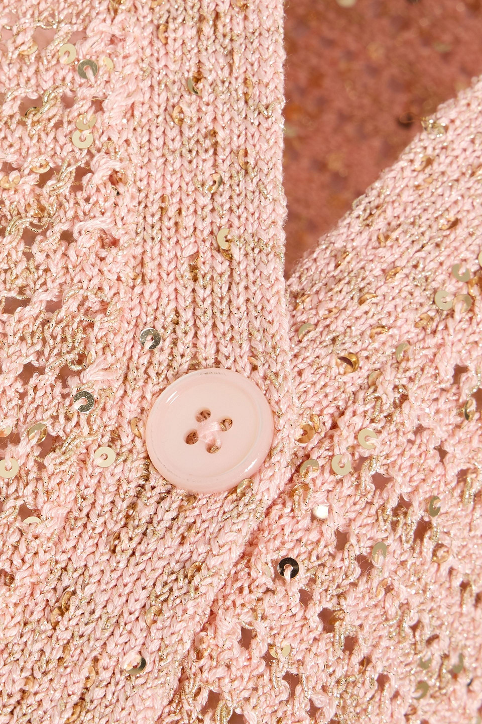 Carolina Herrera Sequin-embellished Pointelle-knit Cotton-blend Cardigan In Pink