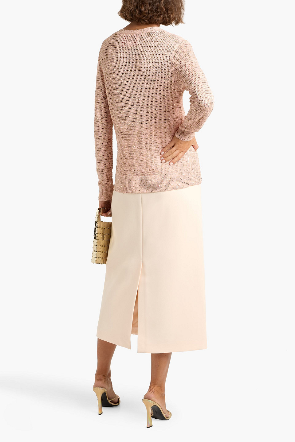 Carolina Herrera Sequin-embellished Pointelle-knit Cotton-blend Cardigan In Pink