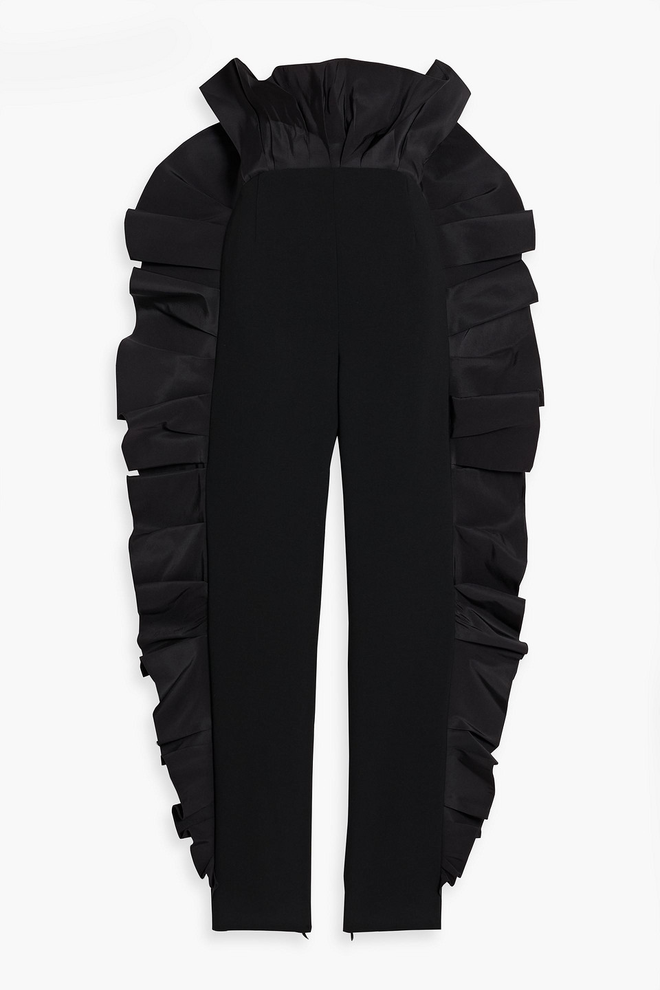 Carolina Herrera Ruffled Silk-faille And Crepe Slim-leg Pants In Black