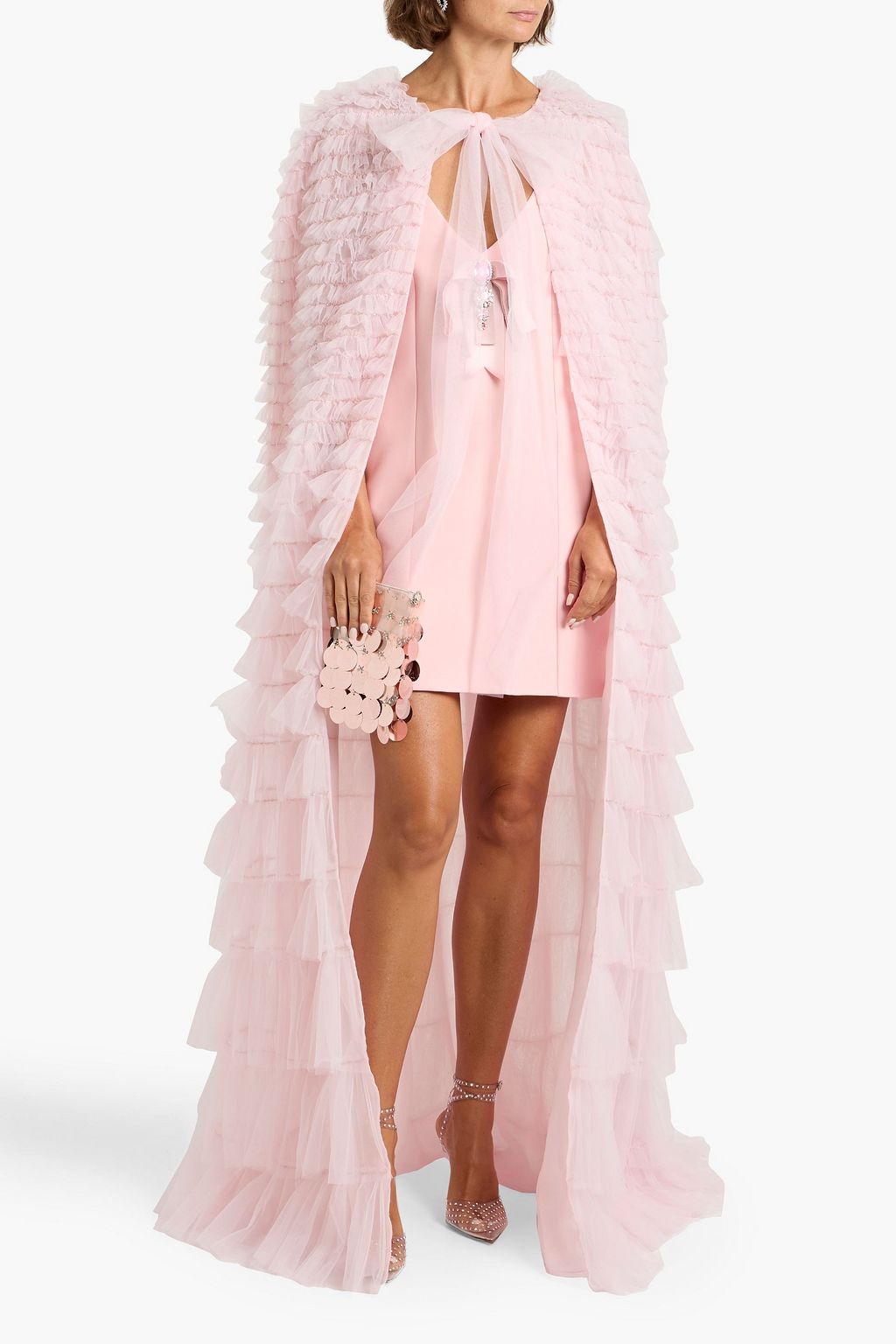 CAROLINA HERRERA Bead-embellished ruffled silk-tulle cape | THE OUTNET