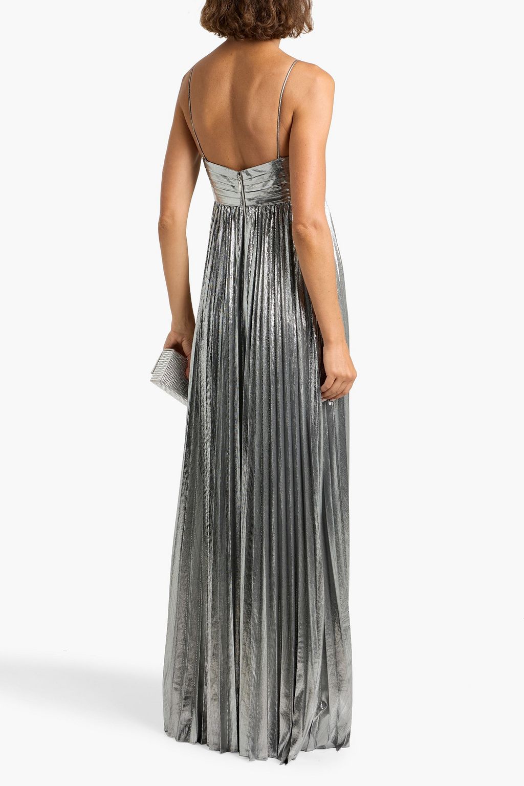 RETROFÊTE Zinnia pleated lamé maxi dress